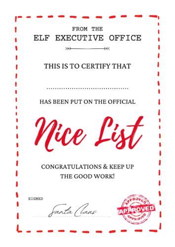 Choose from hundreds of free award templates. Free Printable: Nice List Certificate Template - HodgePodgeDays