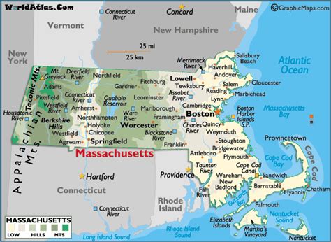 Map Of Massachusetts Large Color Map