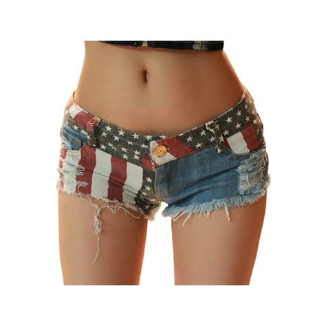 Bebiullo Independence Day Womens Low Rise American Flag Print Daisy