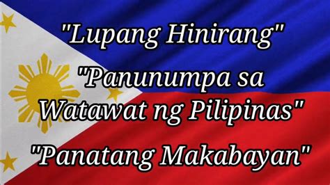 Lupang Hinirang Panunumpa Sa Watawat Ng Pilipinas Panatang Images