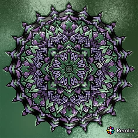 Lilac And Green Mandala Gradient Colors With Shiny Effect Mandala