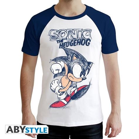 Sonic Mens T Shirt Sonic White And Blue Premium M Shopforgeek