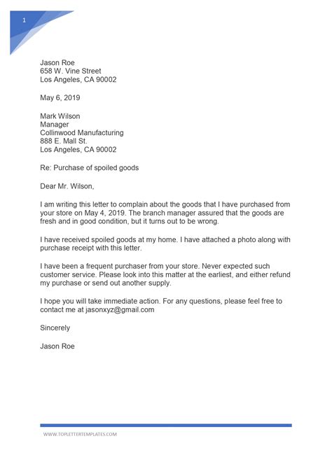 Sample Complaint Letter Example For Bad Product Top Letter Templates