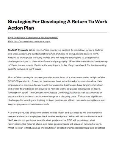 Free 10 Return To Work Action Plan Samples In Pdf Doc