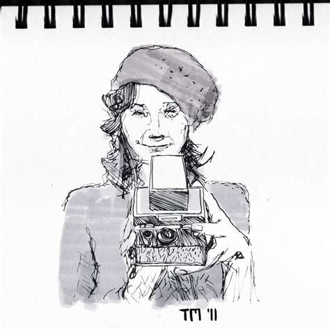 sketch of girl with vintage polaroid camera girl with vint… flickr