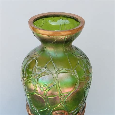 Circa 1890 Art Nouveau Kralik Vase In Bronze Armature From The Vault On Ruby Lane