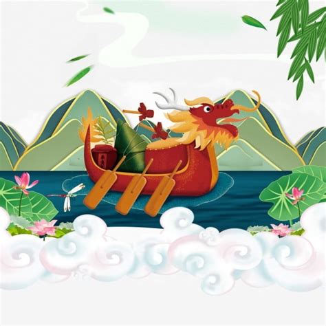 The dragon boat festival is one fifth day of the fifth lunar month of the year. Cartoon Hand Painted Dragon Boat Festival Qu Yuan ...