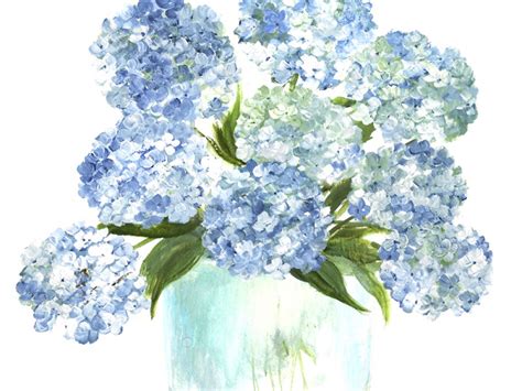 Blue Hydrangea Watercolor Kenzies Cottage