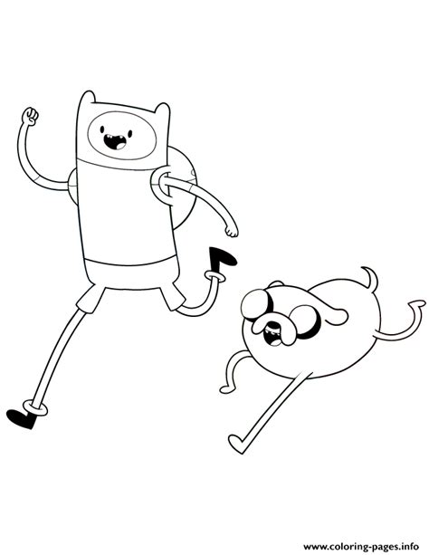 Adventure Time Jake And Finn Running Coloring Page Printable
