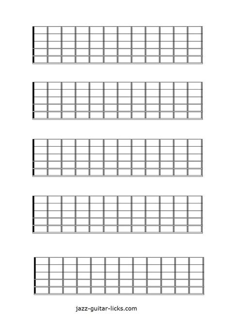 Printable Blank Guitar Neck Diagrams Chord Scale Charts Guitar Neck