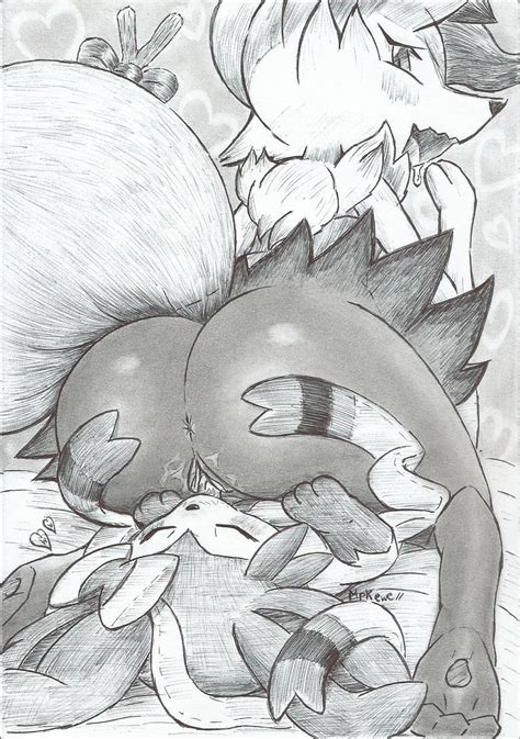 Rule 34 Anthro Anthro On Feral Anus Black And White Bow Braixen