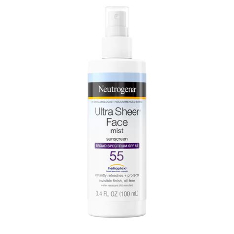 Neutrogena Ultra Sheer Face Mist Sunscreen Spray SPF 55 3 Fl Oz