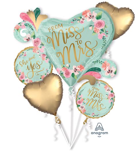 Bouquet From Miss To Mrs Mint To Be Foil Balloon Bargain Balloons Mylar Balloons And Foil