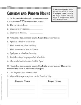 In this common and proper nouns collective nouns worksheet answers. Common & Proper Nouns: Grammar Practice (Grade 3) | Printable Skills Sheets
