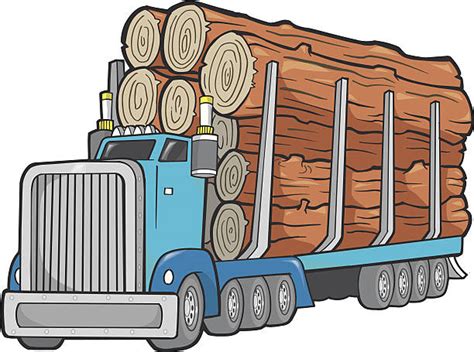 Best Silhouette Of A Log Truck Illustrations Royalty Free Vector