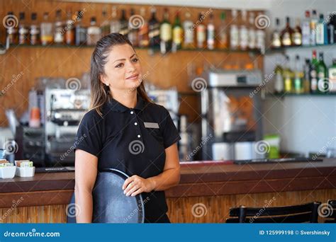 Waiter Girl Waiting For The Order Stock Photo Image Of Drinking