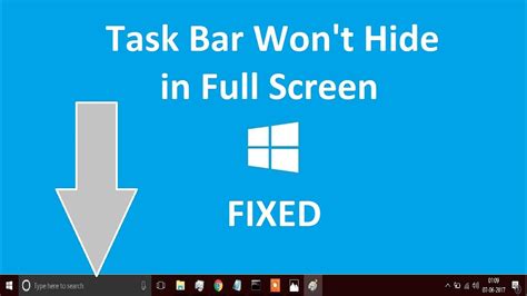 You can hide the taskbar from the settings menu in windows 10, or from the taskbar properties window in older. Task bar not hiding in fullscreen Windows 10/8/7 | Quick ...