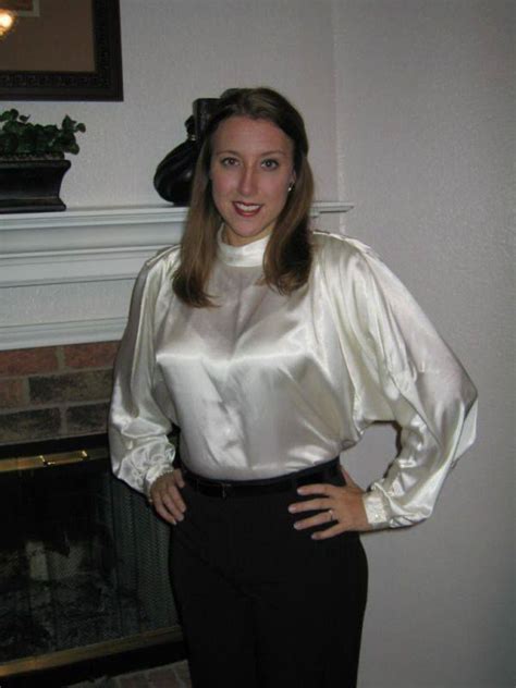 White Satin Blouse Long Sleeves Hair Solid Vintage Collar Long Sleeve Blouses Fashion