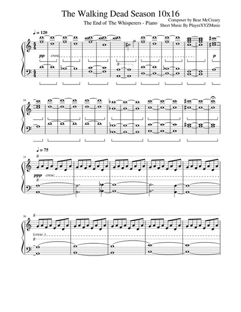 The End Of The Whisperers Bear Mccreary The Walking Dead Sheet Music For Piano Solo Easy