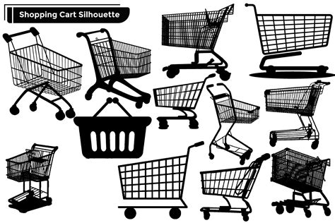 Shopping Cart Silhouettes Vector Set Graphic By Vectbait · Creative Fabrica