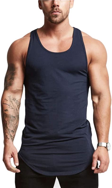 Amazon Com Mens Workout Stringer Tank Tops Fitness Performance Muscle