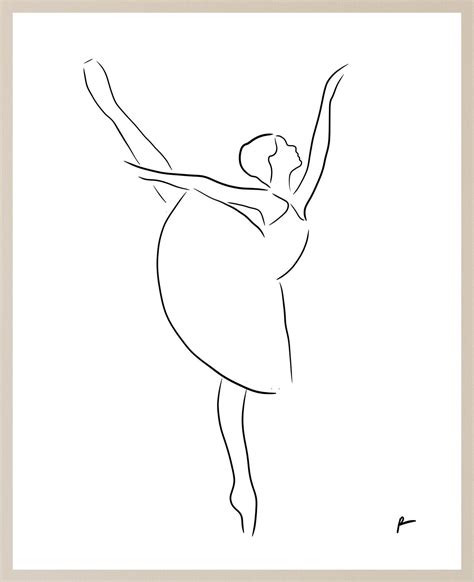 Ballerina Female Line Art Line Drawing Body Contour Art Etsy