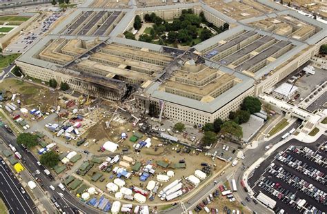 Aerial View Of The Damage To The Pentagon Following 911 Attack