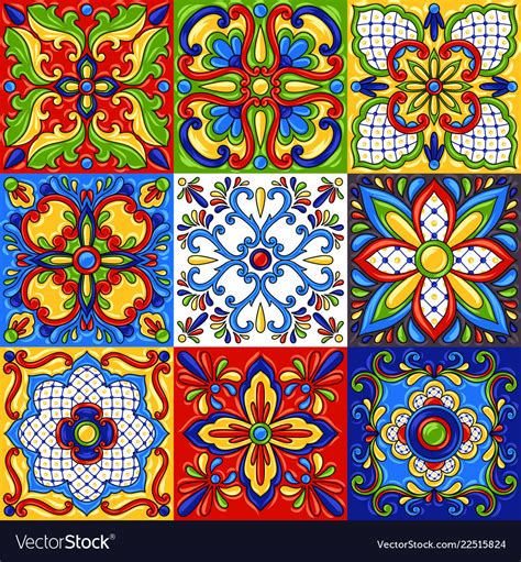 Mexican Talavera Ceramic Tile Seamless Pattern Vector Image