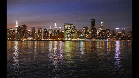 Manhattan Skyline And East River At Night New York City Waterfront