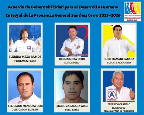 Moquegua Candidatos a la Municipalidad Provincial de General Sánchez