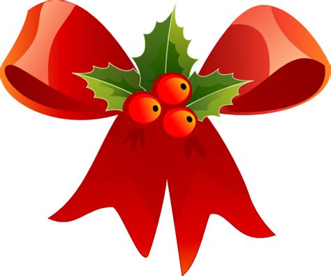 Christmas Bow With Holly Clip Art At Vector Clip Art Online