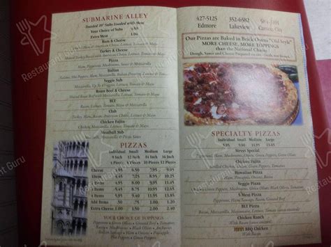 Menu at Main Street Pizza pizzeria, Carson City