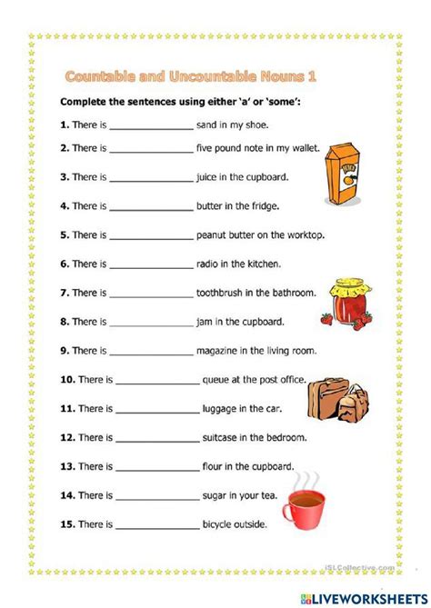 Countable And Uncountable Nouns Online Exercise For 5 Live Worksheets