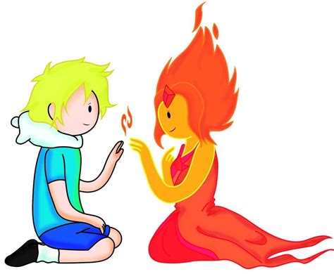 Finn And Flam Princess Trying To Hold Hands Adventure Time Cartoon Flame Princess And Finn