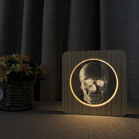 Skull Head 3d Usb Led Arylic Night Lamp Table Light Switch Control