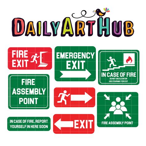 Emergency Exit Signs Clip Art Set Daily Art Hub Free