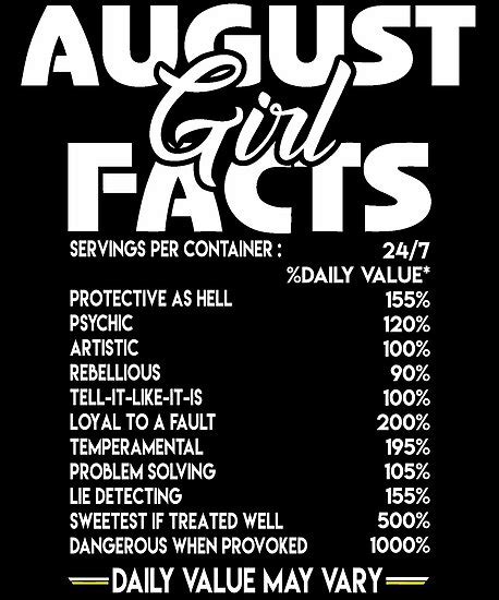 August Girl Facts T Shirt Posters By Benshop Redbubble