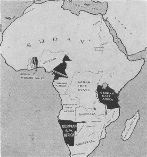 Ww1 black soldiers ww1 army men german colonies ww1 south america ww1 south african infantry kenya ww1 world war 1 regiments african americans ww1 africa imperialism map colonial africa map african tribal wars german south west africa german surrender ww1. Map of German Possessions in Africa, 1914 | Africa map, Historical maps, Cartography