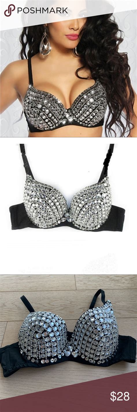 Nwot Silver Sequin Beaded Push Up Bra Size C Rave Wear Fairy Outfit Push Up Bra