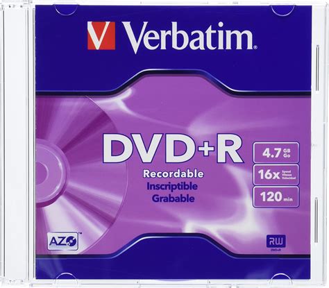 Verbatim 4 7 Gb Up To 16x Branded Recordable Disc Dvd R 10 Disc Slim Case 95097