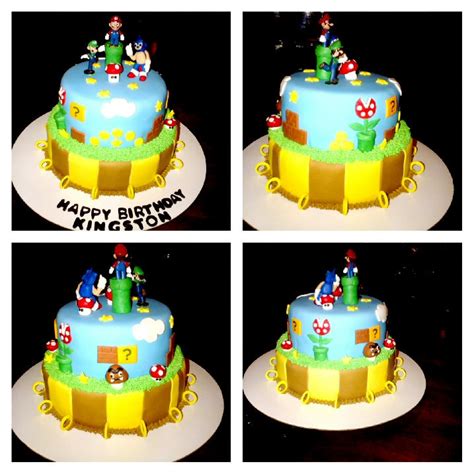 I love making cakes for aleha's family because each of the. Super Mario and Sonic. Everything is fondant with the ...