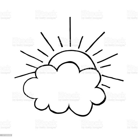 Ilustración De Garabatea Sol Y Nubes Sobre Fondo Blanco Vector Sun Se