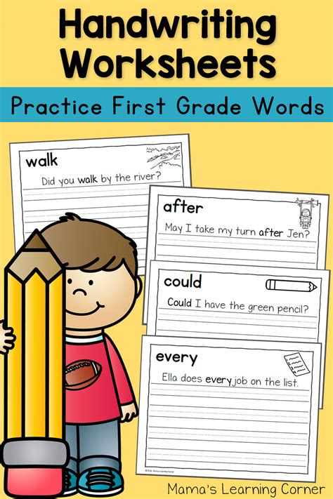 handwriting worksheets  kids dolch  grade words