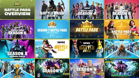 All Fortnite Battle Pass From Season 1 To Chapter 2 Season 6 Youtube