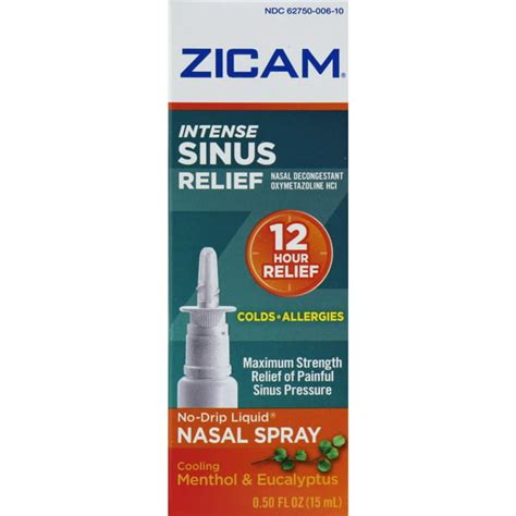 Zicam No Drip Liquid Nasal Spray Intense Sinus Relief 05 Ounce