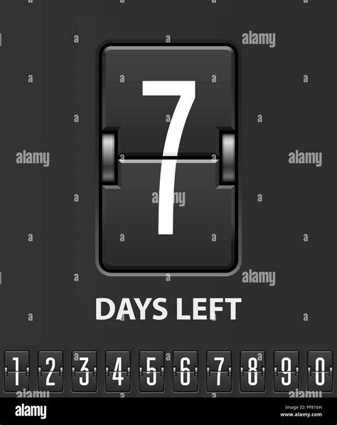 Seven Days Left Flip Scoreboard Mechanical Countdown Timer Stock