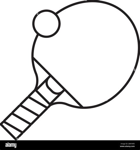 Table Tennis Racket And Ball Vector Line Icon Individual Ball Sports