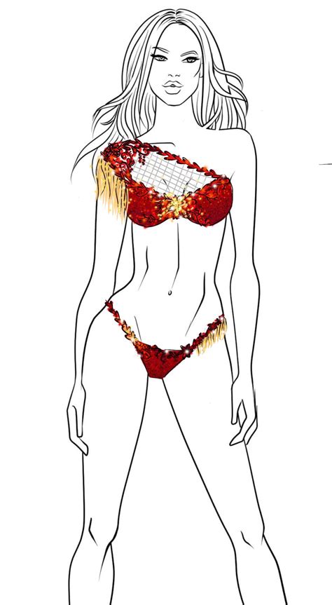 Red And Gold Couture Bikini Sketch Bikini Illustration Bikini Art 22425 Hot Sex Picture