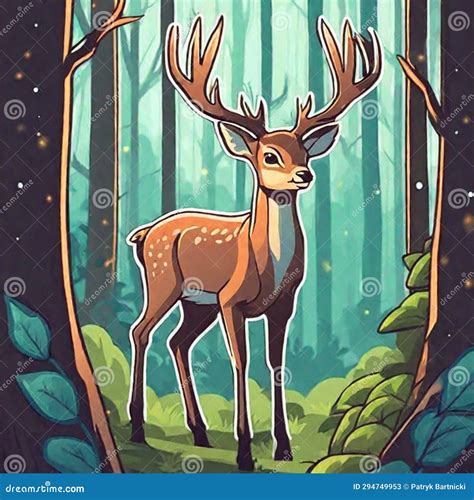 Enchanted Forest Majestic Deer Amidst Nature S Beauty Stock Image
