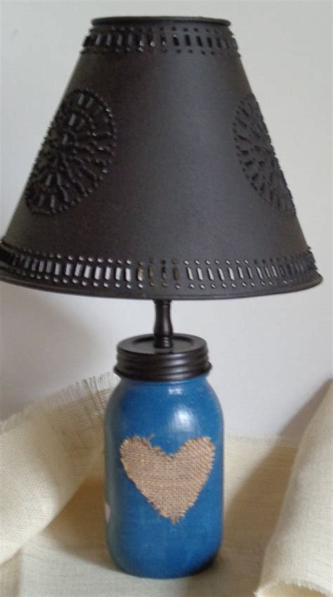 Items Similar To Rustic Mason Jar Lamp Denim Paint Mason Jar